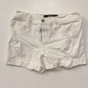 Hollister White Frayed Denim Short Shorts